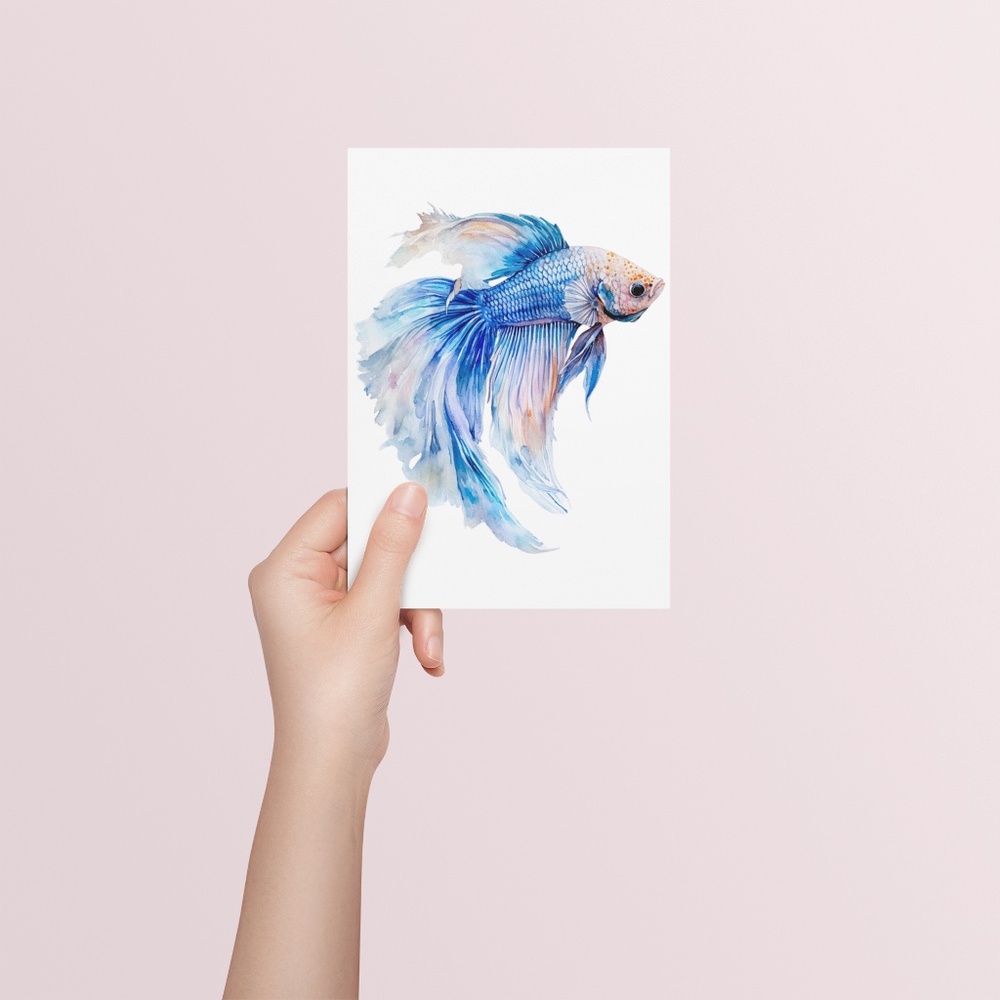 Watercolor Betta Fish Wall Art Illustration Print Poster Unframed - Picture 4 of 5